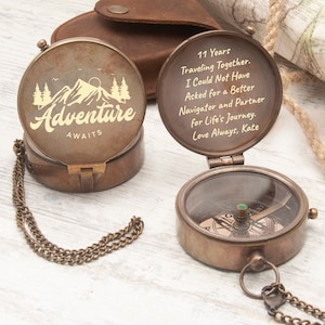 Personalized gift, gift for him, gift for her, Best Gifts for Men 2024, Couple Anniversary gift, Adventure Awaits Engraved Compass