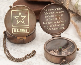 Personalized US Army Engraved Brass Compass: Deployment Gift