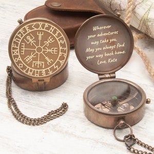 Personalized Brass Compass with Custom Handwriting Engraving