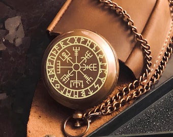 Vintage Compass, Viking Vegvisir Engraved Compass, Couple Anniversary Gift, Custom Handwriting, Unique Gift for Husband, Wedding gifts