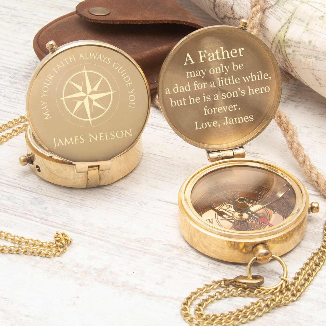 Gift for boat owners Custom compass with leather case Etsy