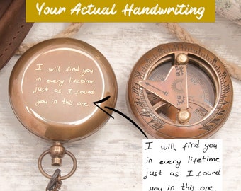 Personalized Engraved Brass Compass, Gift for Him