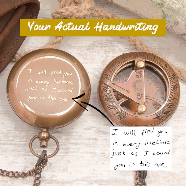 Brújula de latón grabada personalizada, regalo para él