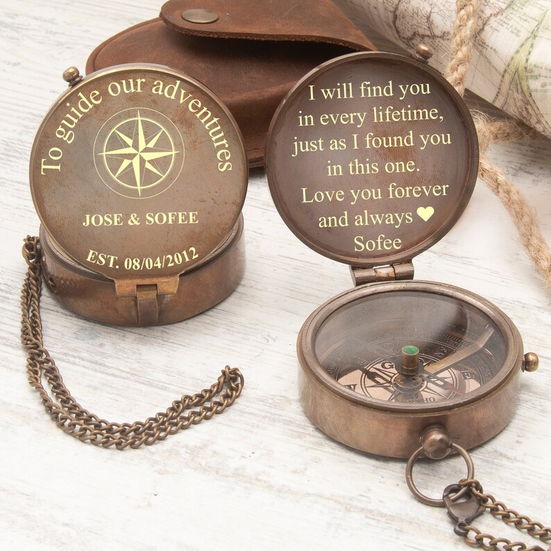 Personalized Brass Compass: Custom Engraved Handwriting Gift - Etsy