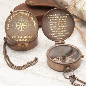Couple Anniversary Gift, Birthday Gift for him, Personalized gift compass, Engraved compass, Gifts for Dad, Boyfriend Gift for Men image 1