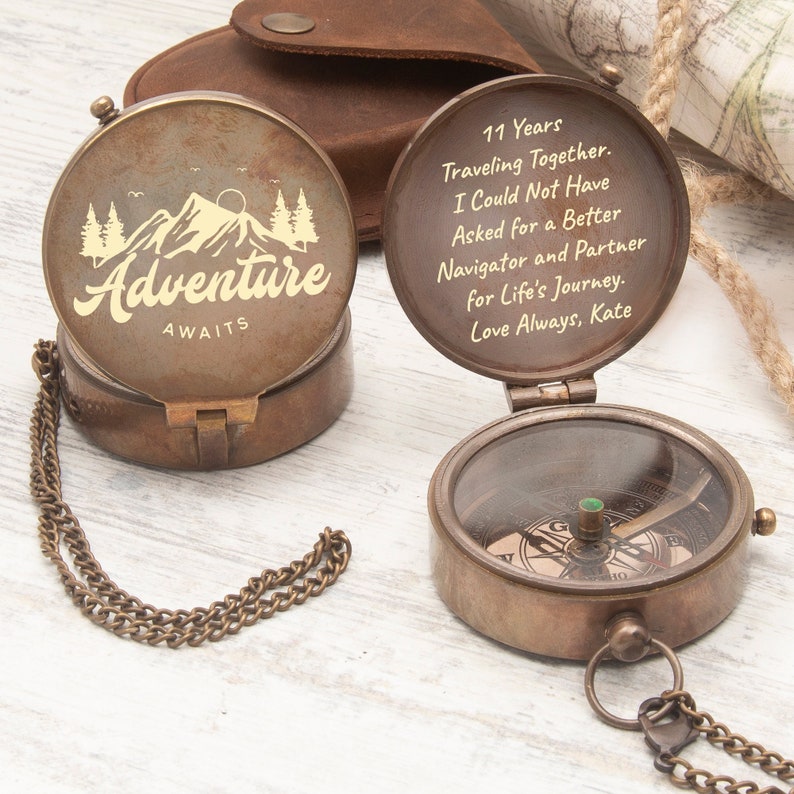 Gift for Boat Owners Custom Compass With Leather Case Etsy