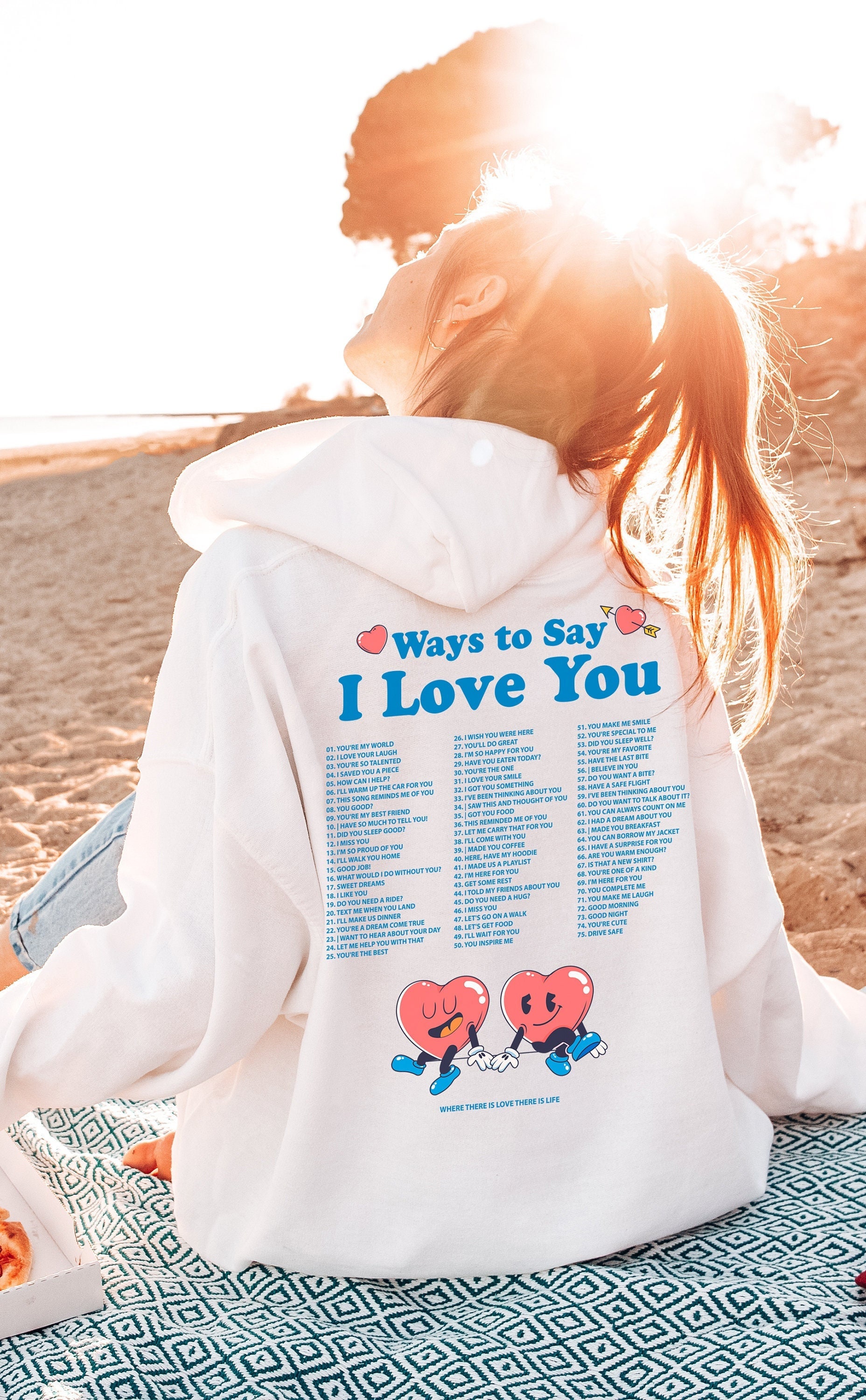 Ways to Say I Love You Hoodies With Words on Back Aesthetic Vintage ...