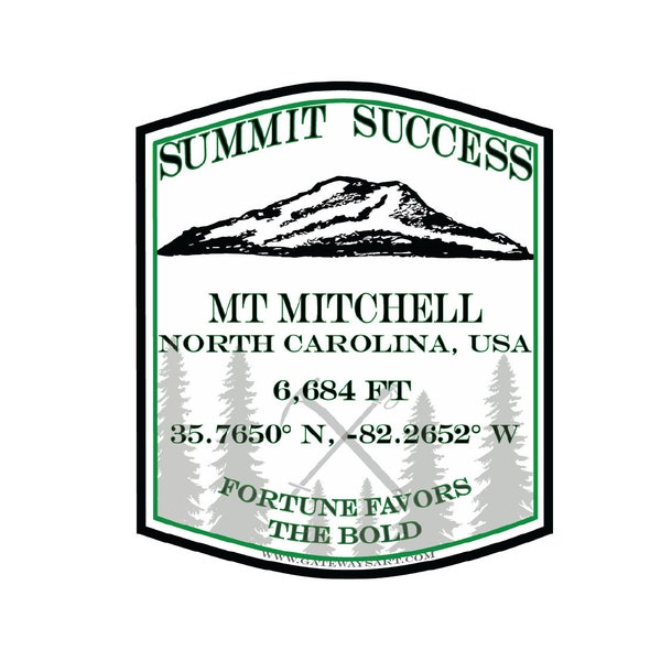 Mount Mitchell Sticker | North Carolina Hiking, Bumper Sticker, Mountaineering, Backpacking, NC High Point, Weatherproof Vinyl Sticker