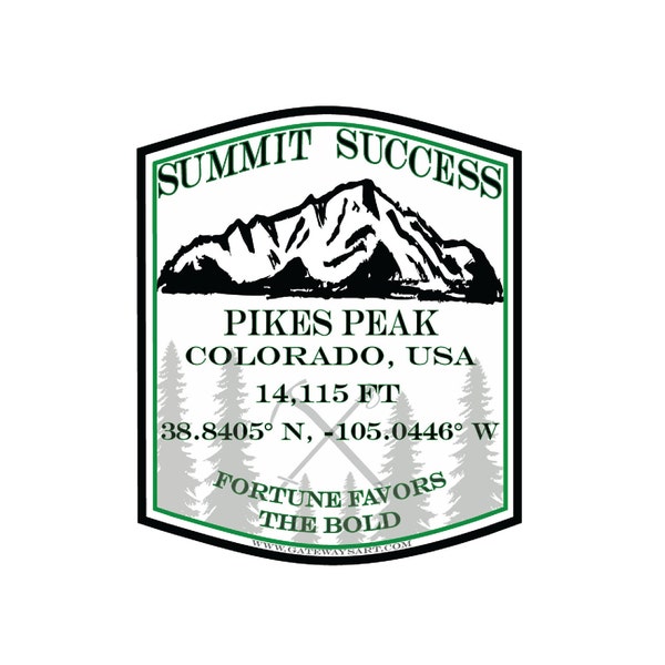 Pikes Peak Sticker | Weatherproof Vinyl, Car Decal, Colorado Hiking, Mountain Summit, Mountaineering, Backpacking, Hiking,