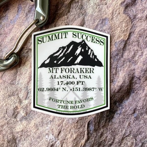 Mount Foraker Sticker | Alaska Hiking, Bumper Sticker, Backpacking, Hiking Sticker, Mountaineering, Outdoors, Weatherproof Vinyl Sticker