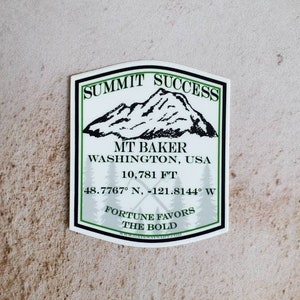 Mount Baker Sticker | Mountain Sticker, Bumper Sticker, Car Decal, Hiking, Mountaineering, Backpacking, Vinyl Decal, Weatherproof Sticker