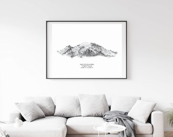 Mount Rainier Pencil Sketch Art Print | Washington Wall Decor (Digital Download)