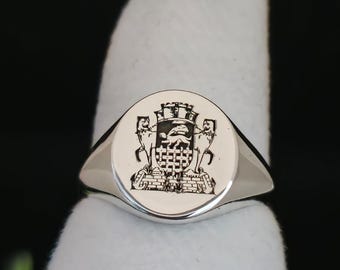 Anillo con sello y escudo personalizado | Regalo personalizado de San Valentín para tu novio | Anillo de plata de ley con escudo familiar | Anillo con estilo para hombre