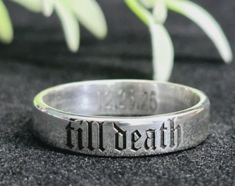 Till Death Engraved Ring - Gothic Promise Band , Valentines Gift For Her Or Him | Promise Ring For Lovers