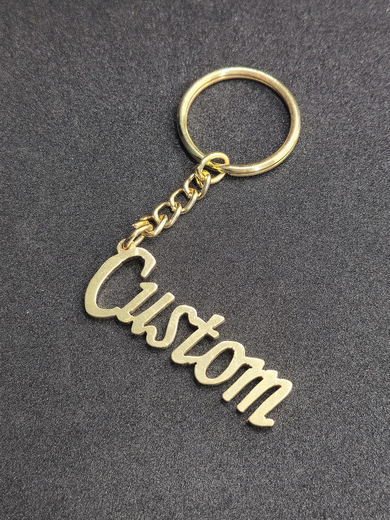 Keychain Cursive Custom Letter Keychain, Custom Engraved Key Chain Personalized Gifts ...