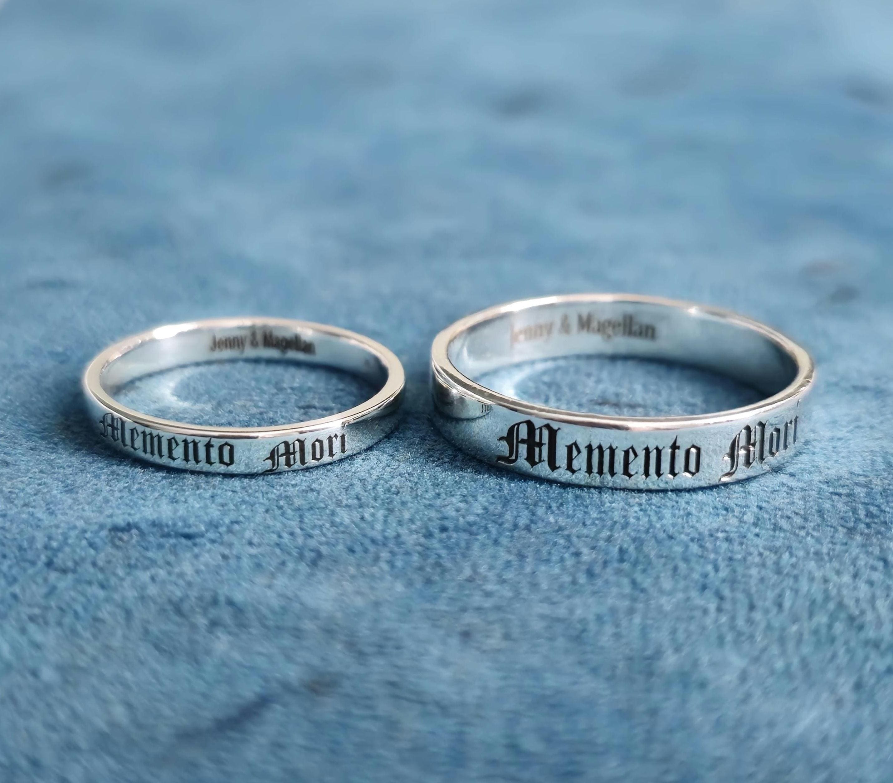 Memento Mori Ring: 925 Sterling Silver - Custom Engraved Band, Gothic…
