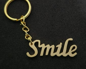 Llavero con letra sonriente, llavero grabado personalizado, regalo personalizado para él, mejor amigo, pareja, el mejor regalo de San Valentín.