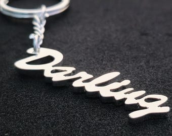 Llavero con letra "Querida", llavero grabado personalizado, regalo personalizado para él, mejor amigo, pareja, el mejor regalo de San Valentín.