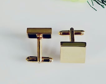 Gemelos cuadrados de oro personalizados para hombre, regalo personalizado grabado para novios, regalo para San Valentín y parejas.