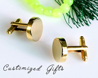 Gemelos de oro personalizados para hombre, regalo de boda personalizado y grabado, regalo para San Valentín y para enamorados.