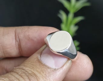 Anillo de sello hecho a mano en plata de ley 925, anillo personalizado para el dedo meñique, joyería minimalista unisex, regalo de cumpleaños para ella o para él.
