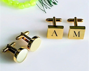 Gemelos de oro de diseñador para hombre, gemelos de oro personalizados, regalo para San Valentín y para enamorados.