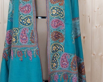 40x80" Combinación de colores artísticos Sozni Borde bordado a mano trabajo Pure Pashmina Shawl, SS14