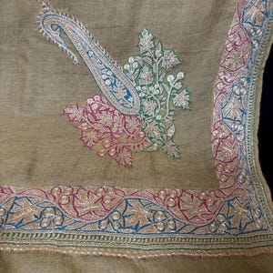40x80 &quot;&quot;Luxus Hand Tilla Work Pashmina Schal mit Sozni Outline, handgefertigt in Kaschmir, 854