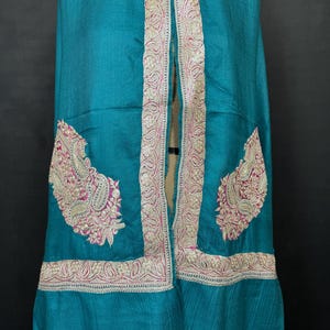 &quot;40x80&quot;&quot; Hand Tilla Work Pashmina Schal mit Sozni Umriss, handgemacht in Kaschmir, L40.&quot;