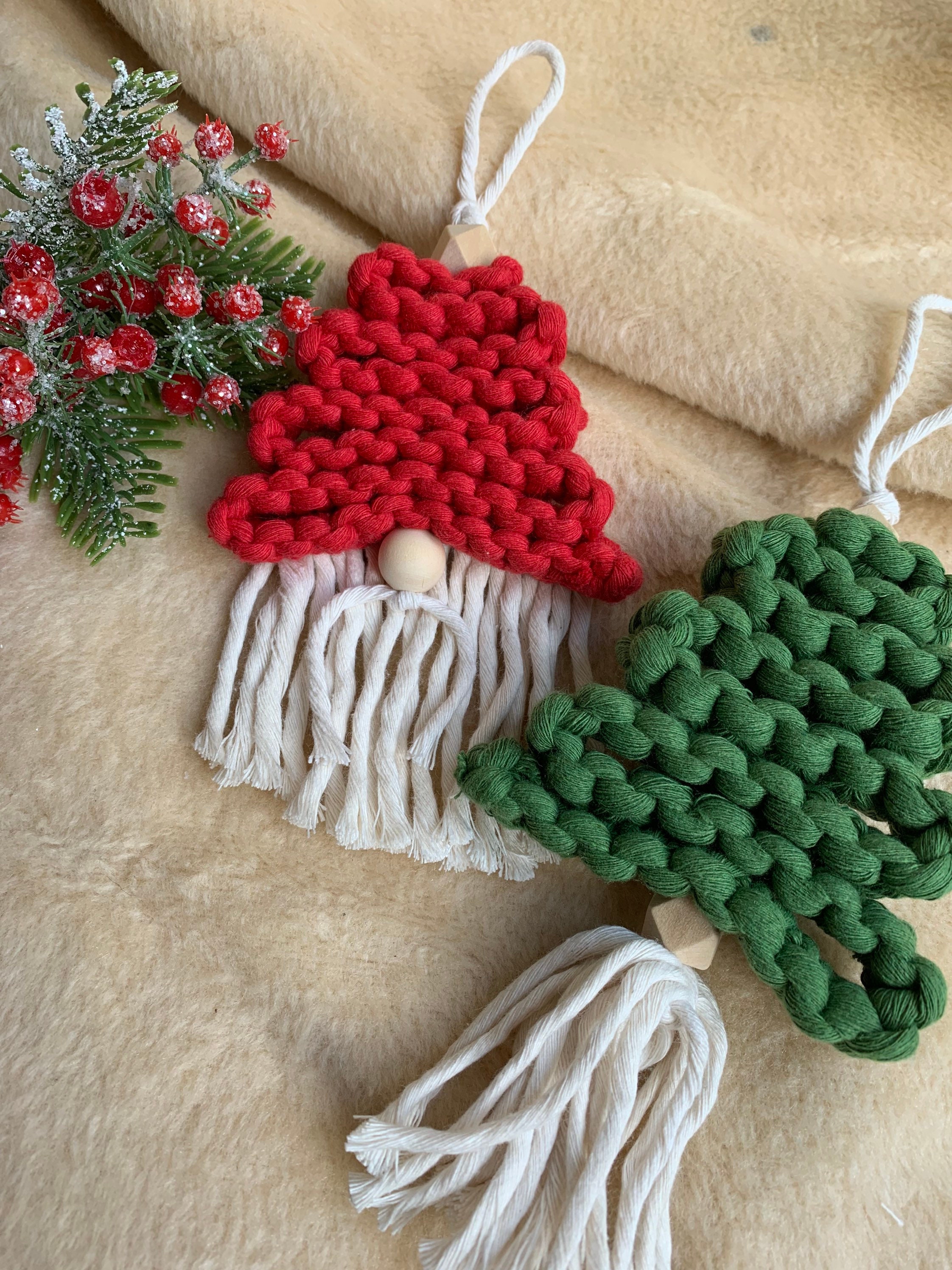 Macrame Christmas Tree ornament Christmas gnomes unique Etsy