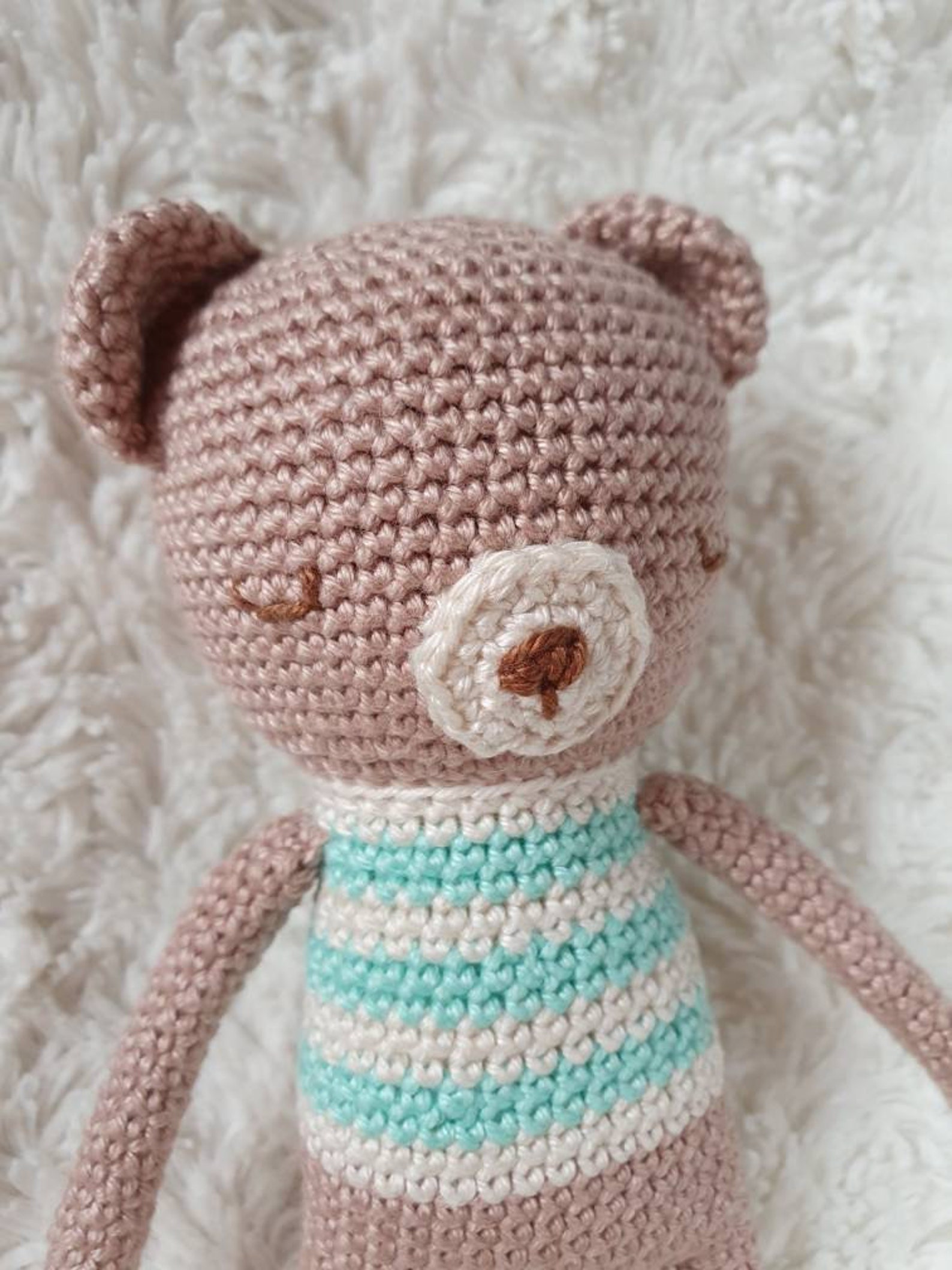 Amigurumi extra cute sleeping bear plush teddy with stripes | Etsy