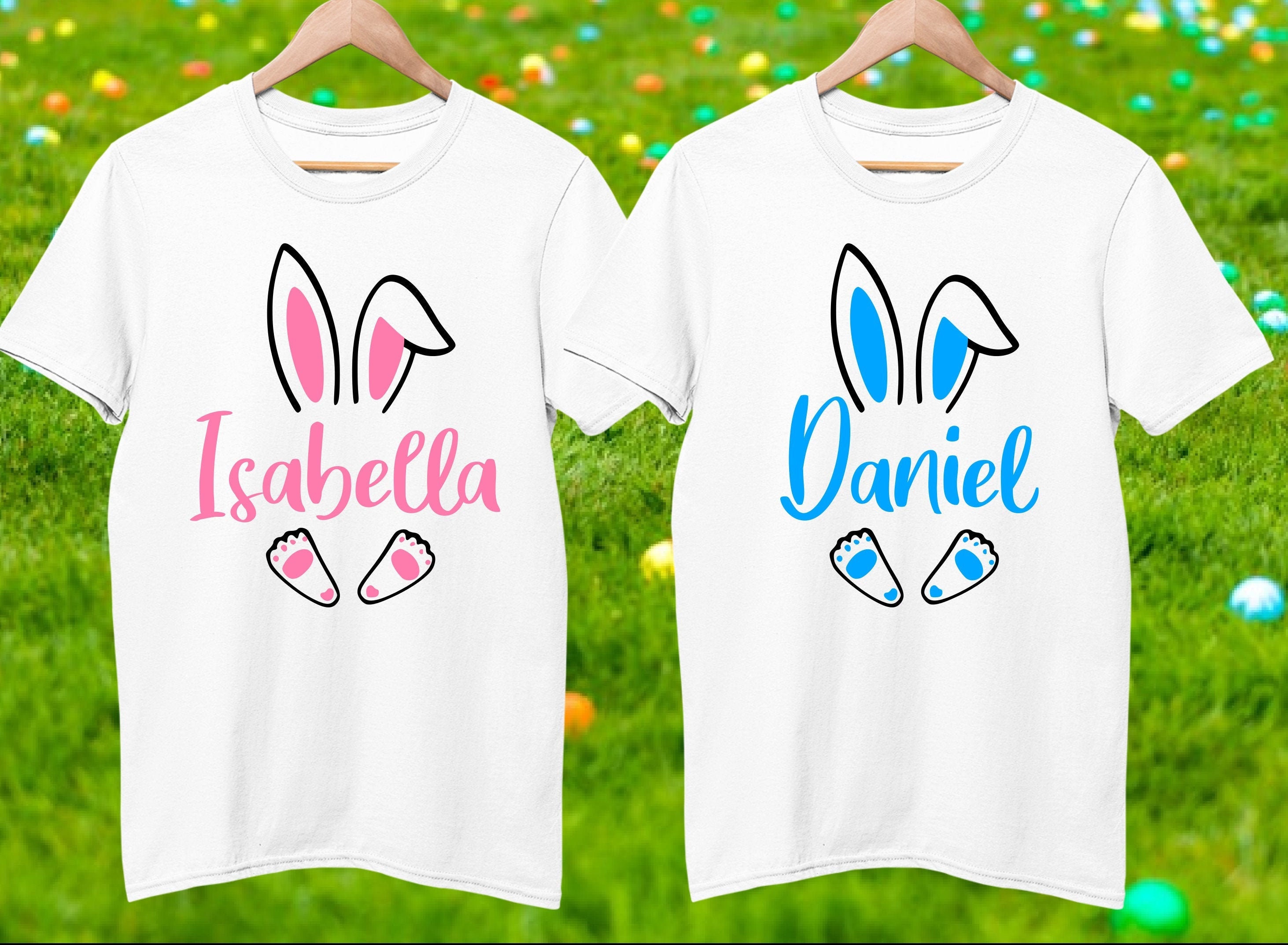 Personalised Name Easter Bunny T Shirts Children's Kids - Etsy