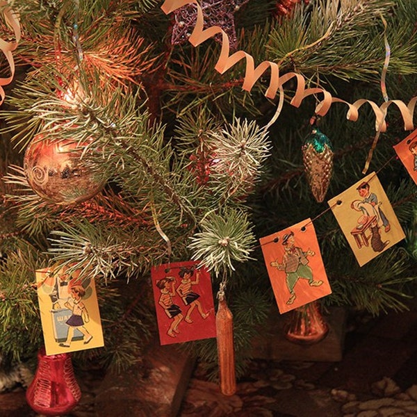 Vintage Soviet Christmas tree garlands / 150 printable pcs