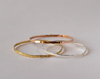 Engravable Name Bangle Bracelet: Rose Gold, Silver, Gold - New Mom Gift