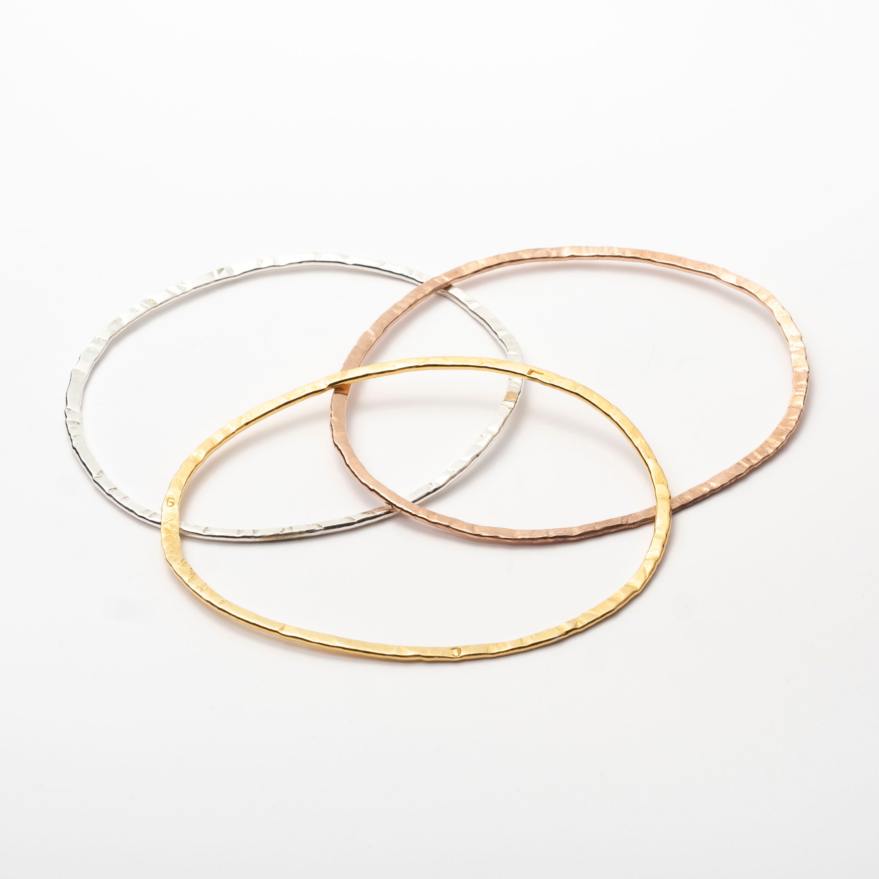 Custom Name Hammered Bangle: Sterling Silver, Gold, Rose Gold