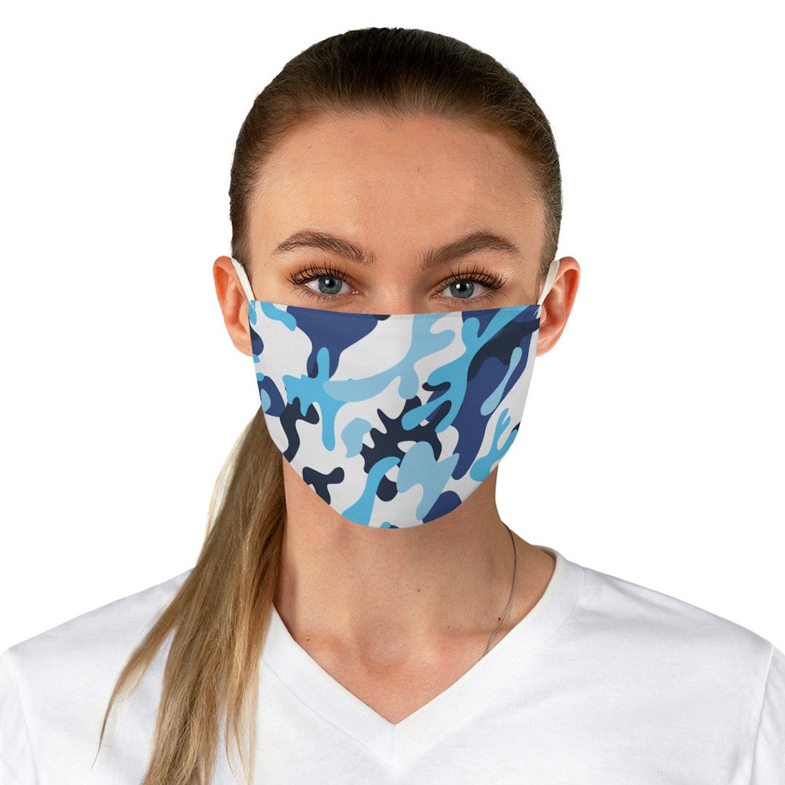 Adult Blue Camouflage Fabric Face Mask Unisex camouflage face Etsy