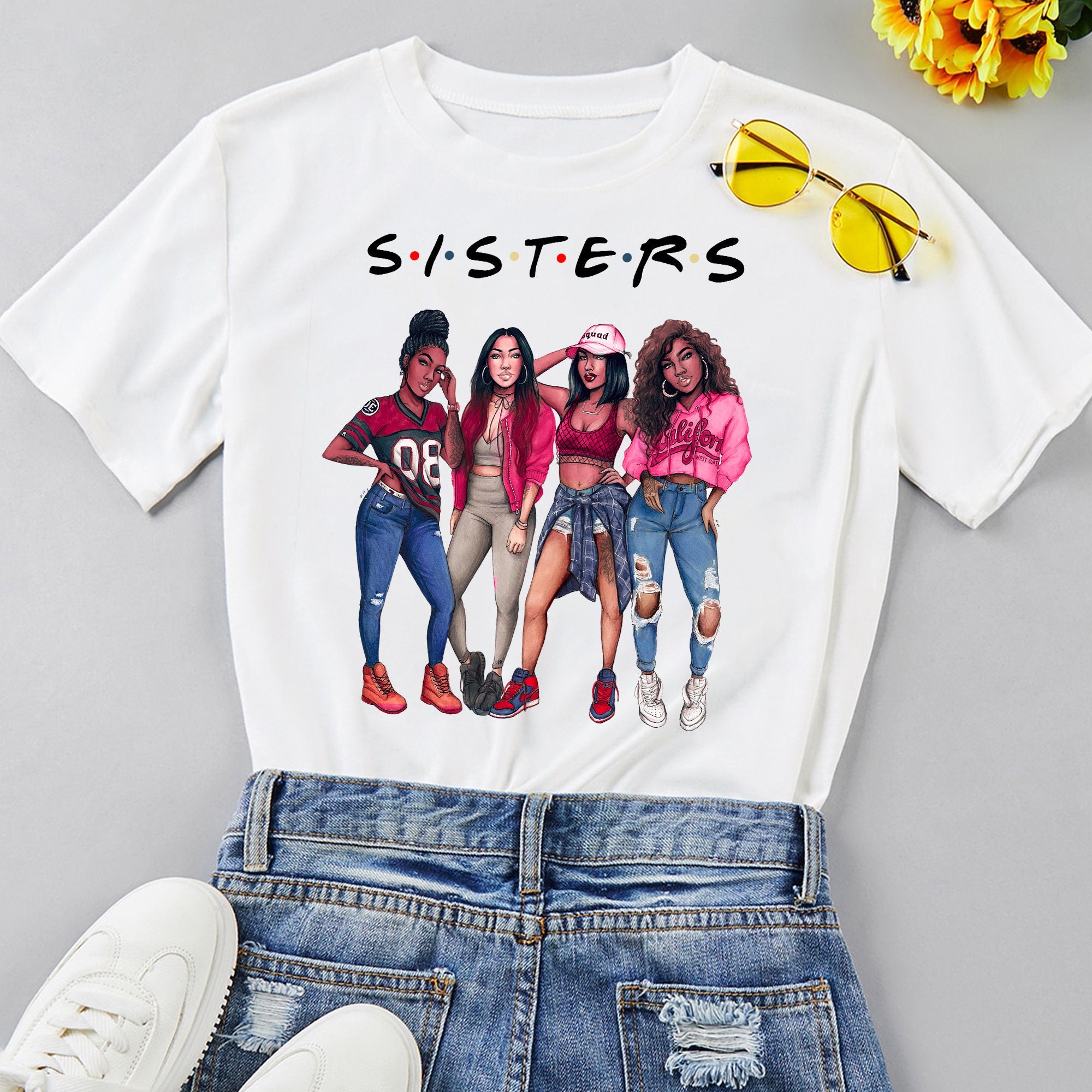 Black Sisters T-Shirt Sistas Shirt Apro Girl Shirt Black | Etsy