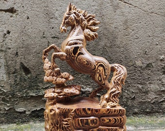 Escultura de caballo de madera de ébano, 30 cm, regalo para Año Nuevo 2026