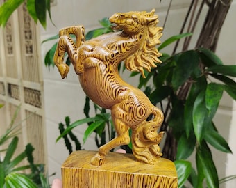 Escultura de caballo de ébano, talla de madera maciza, decoración Feng Shui para el año 2026
