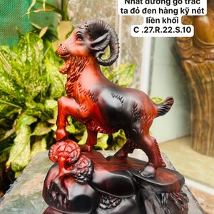 Unique Feng Shui Goat Statue Made By Rose Wood True Color, Best Goat Statue For Decor, Handmade Goat Gift For Newly Established Business