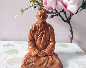 Big Size Thich Nhat Hanh Zen Master Sitting in Meditation Statue Made By Incense Wood Mindfulness Spritual Buddha Gift Inspiring Dharma