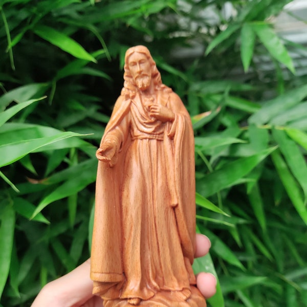 Jesus Christ Blessing's Wooden Statue, Jesus Christ Blessing's Relief Figurine, Jesus Christ Catholic Religious, Christian Sculpture