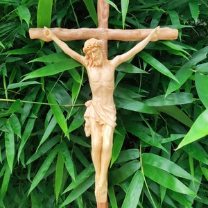 Hand Carved Wooden Christ Crucifixion, Catholic Home Altar, Jesus Cross Catholic Statue Jesus Crucifixion Figurine Handmade Holy Land Statue