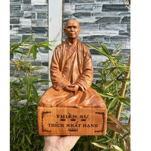Big Size Thich Nhat Hanh Zen Master Sitting in Meditation Statue Made By Incense Wood Mindfulness Spritual Buddha Gift Inspiring Dharma