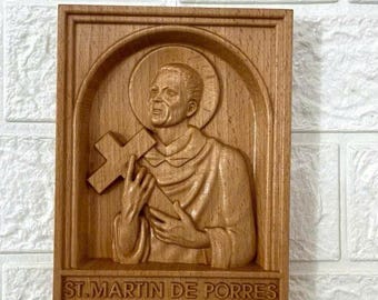 Wooden Saint Martin de Porres Statue | Catholic Gift