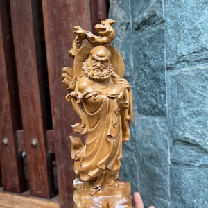 Bodhidharma Statue, Dharma Zen Master Statue Begging For Alms Made By Solid Green Cypress Wood, Buddhist Items Bringing Peace, Alter Statue