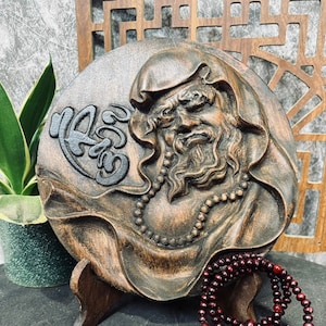 Bodhidharma Statue, Dharma Zen Master Relief Placing on Living Room, Buddhist Items Bringing Peace,