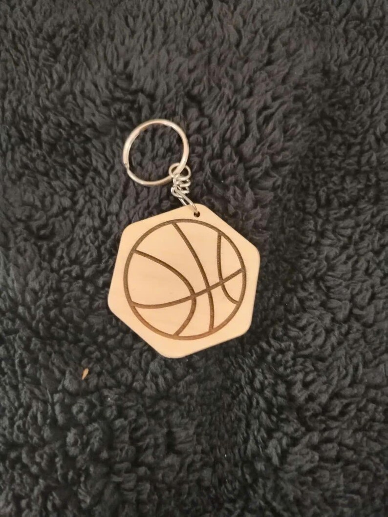 Personalized Wooden Basketball Keychain | Engraved Sports Gift - Etsy