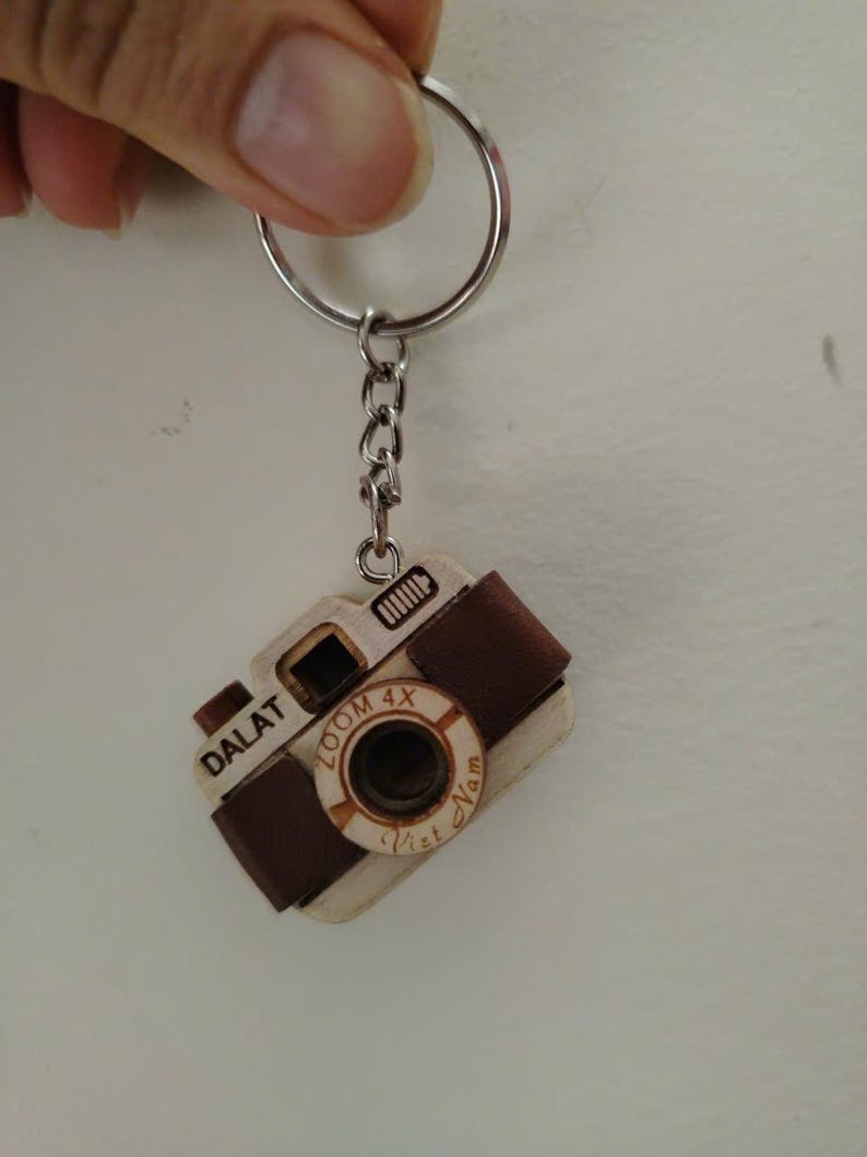 Personalized Wooden Camera Keychain | Custom Name Engraved Camera Key ...