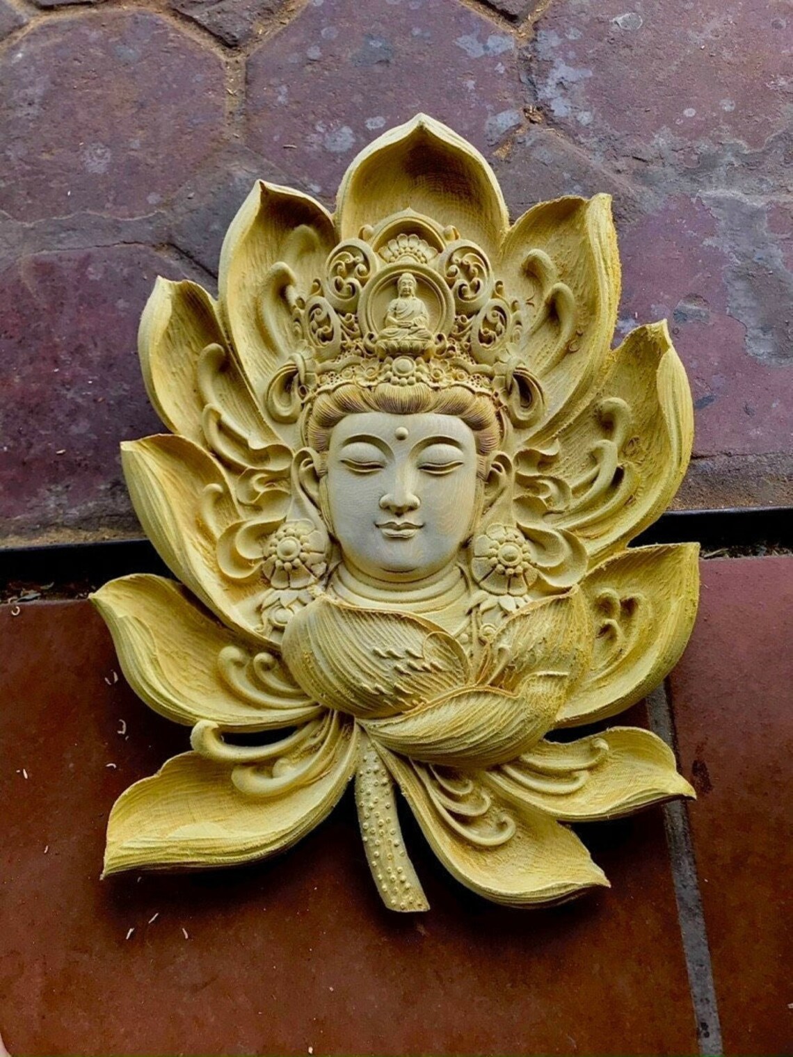 Handicrafted Wooden Statue of Guan Yin Bodhisattva Face on Etsy